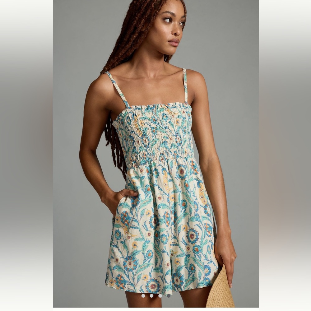 PILCRO SMOCKED ROMPER